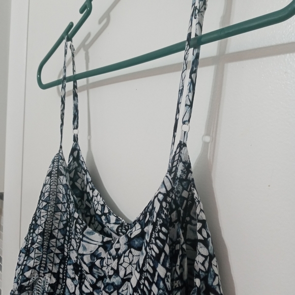 Olivaceous Sleeveless Romper. Adjustable Straps. Layered Ruffle top - Picture 4 of 8